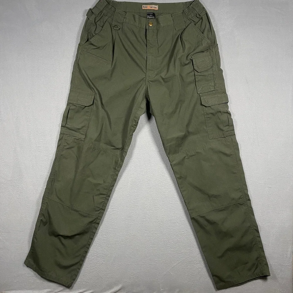 5.11 Tactical Cargo Pants Mens 38x34 Green Cotton Canvas Work Trousers 74273-190 - Picture 1 of 6